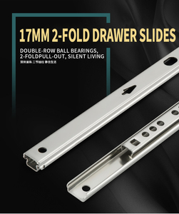 Personnalisé 17mm 2-Fold Canal Glissières Coulissantes Placard Armoire Porte Matériel Montage Roulement À Billes Glissières De <span class=keywords><strong>Tiroir</strong></span> Télescopique - Product Image 2
