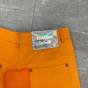 Streetwear personalizado Casual Couro Encerado Calças Especializadas Studs Botton Iridescent Laser Tag <span class=keywords><strong>Baggy</strong></span> Carpenters Calças dos homens - Product Image 4