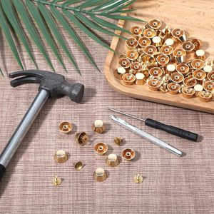 Pieds de sac à main en laiton à tête cloutée, à visser, pour sacs à main plats en cuir, accessoires de maroquinerie, rivets à vis - Product Image 5