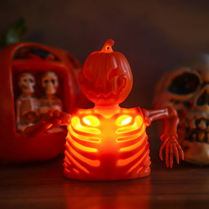 Bougie électronique squelette d'Halloween très populaire, décorations de fête de la Toussaint avec bougeoir squelette - Product Image 4
