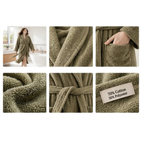 Peignoir en tissu éponge absorbant 70% coton 30% polyester, de qualité supérieure, unisexe, pour hôtel et spa, vente en gros, fabriqué en Turquie - Couleur vert foncé
