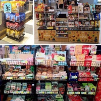Nouveauté 2024 : Présentoir de Supermarché Robuste à 5 Niveaux en Treillis Métallique Noir Simple Face pour Paniers de Stockage
