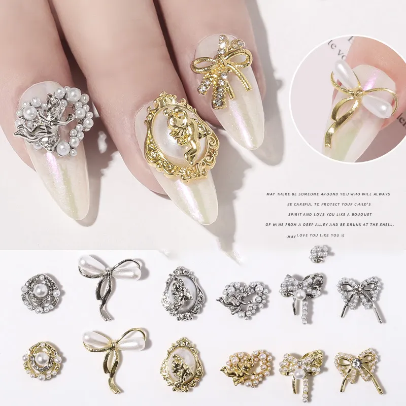 Nail Art Sieraden Decoratie Glanzende Ontwerpen Parel Boog 3d Nail Art Diamant Diy