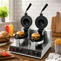 Machine à gaufres et burgers professionnelle en acier inoxydable avec poignée à ressort, certifiée CE, vente directe usine, pour chaînes de boulangeries, restaurants et services de traiteur