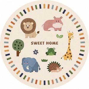 Tapis de jeu antidérapant pour enfants, tapis de crèche rond, tapis éducatif avec alphabet, tapis doux pour enfants et tout-petits - Product Image 3
