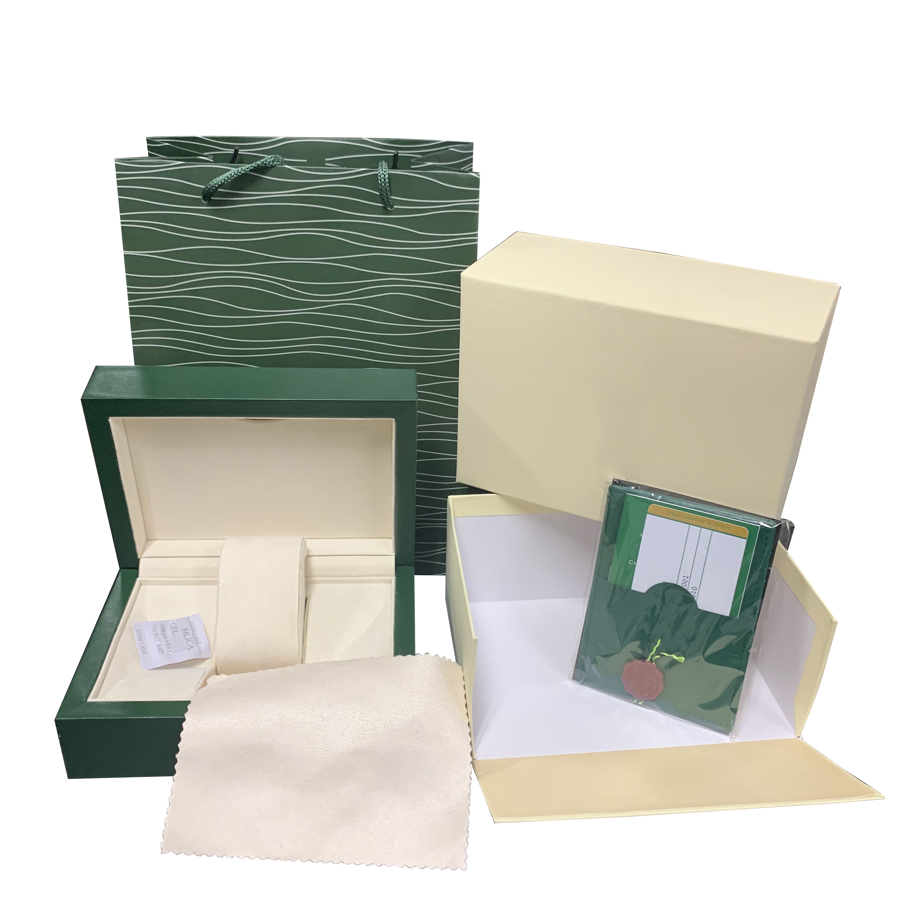 Scatola per orologi singola in pelle verde di lusso personalizzata confezione regalo in legno oem custodia per orologi cuscino