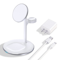 Cargador Inalámbrico Multifuncional 3 en 1, Carga Rápida de 15W/10W con QC3.0/PD2.0 para Auriculares y Reloj Inteligente, Puerto Tipo-C