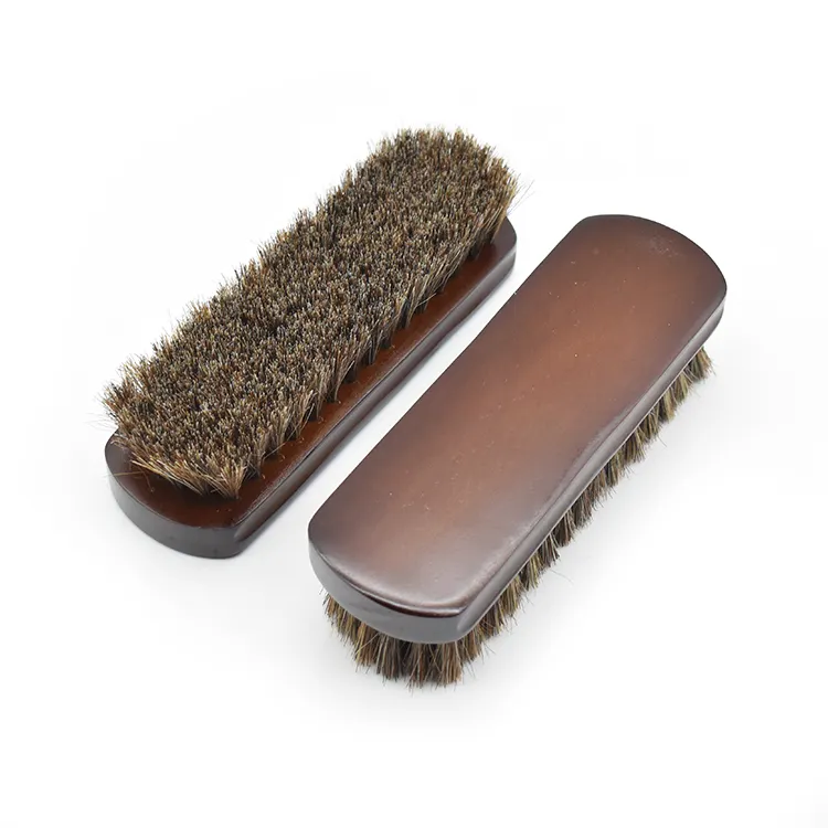 6.7 inch Soft Horse Hair Bristles Shoe Shine Brush Leather Suede Shoes Polish Brushes