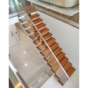 Realgres Custom moderno scala interna in acciaio scala di Design decorativo moderne scale per interni con battistrada in legno a Led - Product Image 2