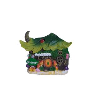 Resin Garden Solar Miniature Fairy Green Mushroom House with Warm LED Lights