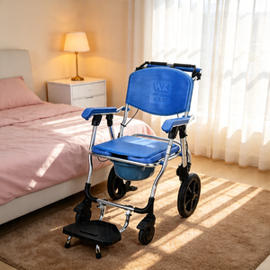 Chaise de toilette pliable en aluminium léger avec siège rembourré et seau amovible pour personnes âgées et <span class=keywords><strong>handicap</strong></span>ées, utilisation en salle de bain - Product Image 1