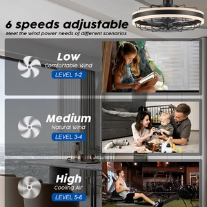 <span class=keywords><strong>Ventilateur</strong></span> de plafond <span class=keywords><strong>vintage</strong></span> de 20 pouces avec lumières, lustre industriel, télécommande, lampe à 6 vitesses, luminaire rétractable - Product Image 6