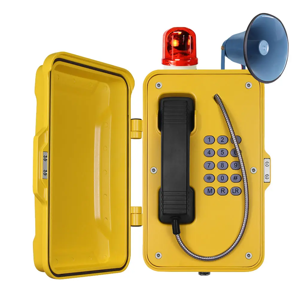 Водонепроницаемый телефон VoIP с широковещательной клавиатурой, телефон с рогом и маяком