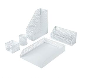 5 Piece Cute Office Desk Organizer Set Desktop Accessories - Stackable Desk <b>Tray</b> Letter Sorter Pencil Holder <b>File</b> Holder - Product Image 4