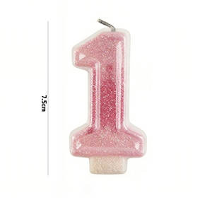 Vela con Número 1 Brillante en Rosa y Azul, Vela para Primer Cumpleaños, Decoración para Pastel de Fiesta Infantil - Product Image 3