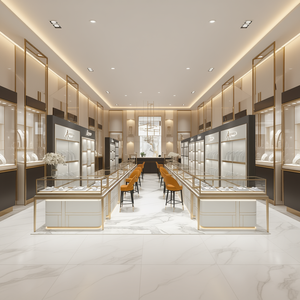 Diseño Interior Profesional de Joyería PENBO con Diamantes y Oro: Ideas Modernas, Vitrina de Exhibición, Renderizado 3D a Color/Tamaño - Product Image 2