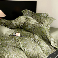 Parure de lit imprimée florale douce et élégante, housse de couette zippée en coton, drap-housse et taies d'oreiller pour toutes les saisons