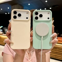 Coque en silicone liquide magnétique pour iPhone, compatible avec la recharge sans fil, pour iPhone 17 16 15 14 13 12, avec logo personnalisé, protection antichoc