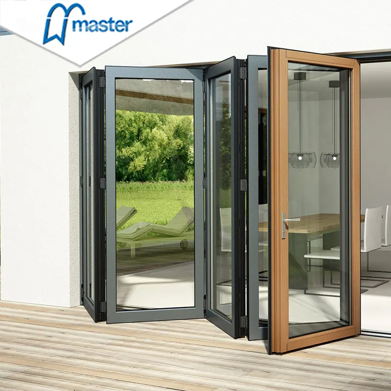 Porte pliante en verre, haute qualité, prix bas, vente en gros, Patio extérieur en aluminium, porte pliante