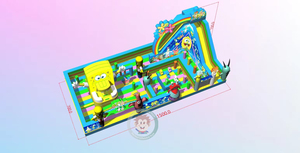 Spongebob Theme Big Bouncing Castle Park Kids Bounce House con tobogán Obstacle Course Playground - Product Image 2