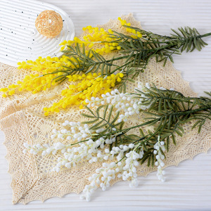 Flower Delight Flores Artificiales de Acacia Aterciopeladas, Amarillas, de Plástico y Seda, Decoración para el Hogar, Accesorios para Bodas - Product Image 3