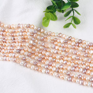 AAAA 5-6mm Wit roze paars gemengde kleur beste kwaliteit goede glans zijdelings geboorde gat barok parel ketting - Product Image 3