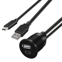 Cable de Extensión Impermeable Tipo C 3.0 y USB 3.0 para Montaje en Coche, Conector Macho a Hembra, para Panel de Control de Coche, Camión, Barco, Motocicleta