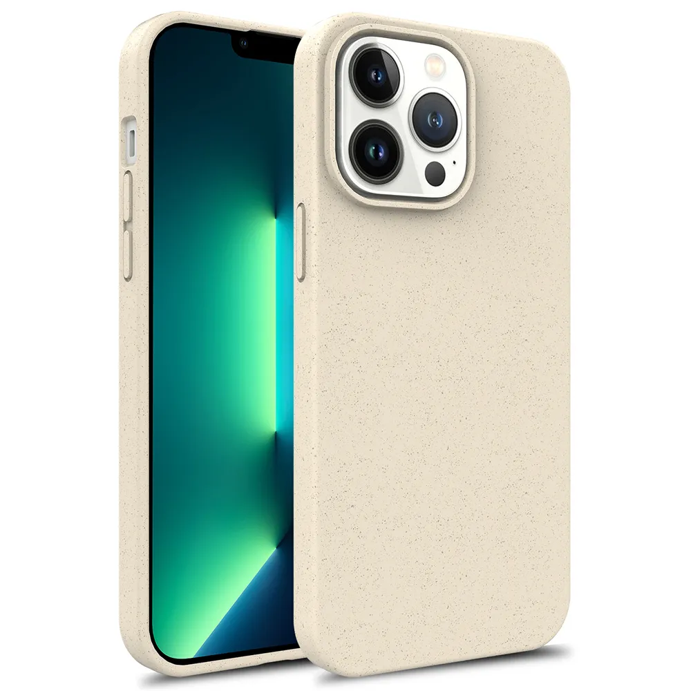 Funda de teléfono de silicona de paja de trigo ecológica degradable mate para iPhone 15 14 12 13 11 Pro Max Mini XS X XR 7 8 Plus SE