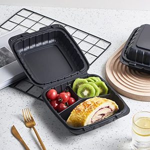 Paquete de 50 Cajas de Plástico <span class=keywords><strong>para</strong></span> Comida <span class=keywords><strong>para</strong></span> <span class=keywords><strong>Llevar</strong></span>, 8x8 Pulgadas, 3 Compartimentos, Resistentes, Desechables, <span class=keywords><strong>para</strong></span> <span class=keywords><strong>Pasta</strong></span>, Ensalada, Sándwiches - Product Image 5
