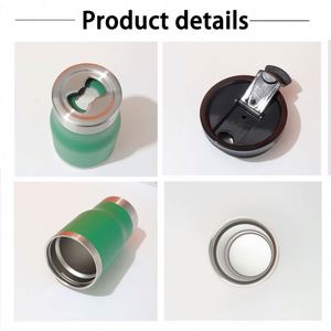 Bouteille isotherme en acier inoxydable à double paroi de 14 oz au design moderne, refroidisseur thermique métallique pour canettes fines, nouveau couvercle, pour camping et bière froide - Product Image 3