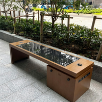 Bangku Taman Tenaga Surya Baja Galvanis dengan Lampu LED & Pengisian Daya Ponsel Cepat, Furnitur Santai Luar Ruangan dengan Fungsi yang Dapat Disesuaikan.