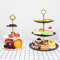 Présentoir à desserts en plastique à trois niveaux de style européen avec design rotatif, épaissi et robuste, pour KTV, mariage, plateau à bonbons