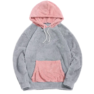 Sweat-shirt à capuche unisexe pour homme, mode, colorblock, impression numérique, hiver, fausse fourrure moelleuse, anti-boulochage, 100% coton, 300g - Product Image 1