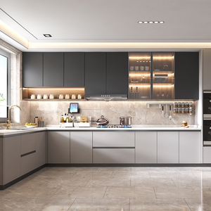 Top Fabricant Personnalisé Haute Brillance Écran Plat Blanc Modulaire Moderne Armoires de Cuisine Meubles de Cuisine Moderne Designs de Luxe - Product Image 1