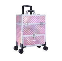 Valise à roulettes pour maquillage, valise professionnelle de cosmétologie sur roulettes