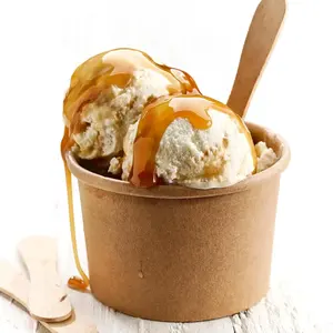 Emballage jetable dessert yaourt crème glacée conteneur cuves papier crème glacée tasse