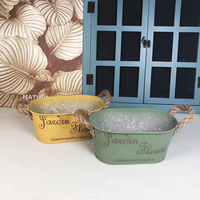 Jardinière ovale en fer galvanisé imprimé lettres françaises, pot de fleurs en métal multicolore en forme de bac, décoration de jardin de ferme