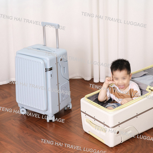 <span class=keywords><strong>Valise</strong></span> en aluminium pour enfants, nouvelle <span class=keywords><strong>valise</strong></span> de voyage pour bébé avec roulettes pivotantes et garde-corps pour l'embarquement et la promenade, porte-gobelet - Product Image 5