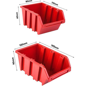 Plastic Storage <strong>Bin</strong> for Garage 1728x780mm Pegboard Wall Organizer, Storage System With 30 <strong>Red</strong> Stackable Boxes - Product Image 4