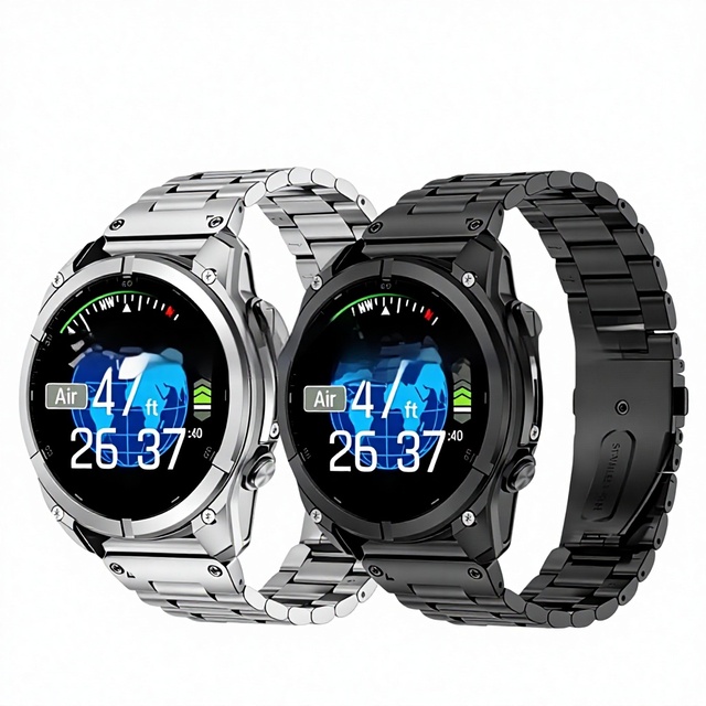 Garmin Fenix 3 Triple Strap Stainless Steel for Fenix 8/7/6/5 Models 22/26mm Folding Buckle Round Design