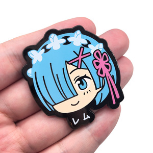 2 nouveaux designs de badges en métal de haute qualité Anime Re:<span class=keywords><strong>Zero</strong></span> Ram Rem de 5 cm pour la décoration de sacs à dos et de vêtements - Product Image 2