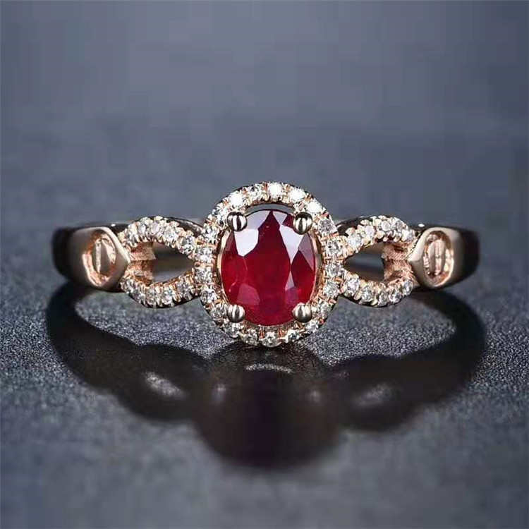 Saoedi-arabi ë populaire edelsteen sieraden met diamant 18k gold 0.38ct natural pigeon blood red ruby ring