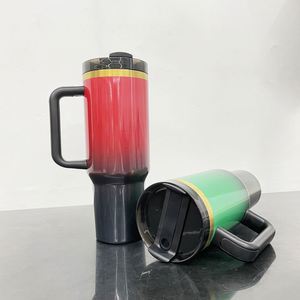 Gobelet isotherme 40oz à dégradé rouge-vert, plaqué or, effet ombré pailleté, pour gravure laser (modèle H2.0) - Product Image 2