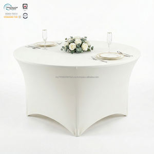 Housse de table ronde extensible en spandex noir de 90 pouces, anti-plis, imperméable, personnalisable pour buffet, livraison rapide - Product Image 1