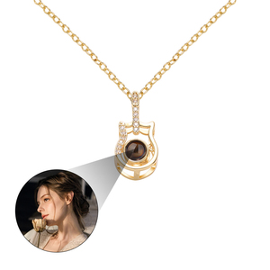 Joyería de Moda, Collar con Colgante de Violín de Cobre con Proyección de Foto Personalizada, con Circonitas, Moderno, Te Amo, para Mujer - Product Image 1