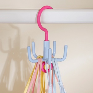Plastic Scarf Rack with Clothes Storage Hanger and <b>Hook</b> for Wardrobe and Bathroom Use 5 Claws Hats Rotating Scarfs Tie Hangers - Product Image 1