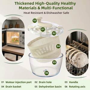Manual Plastic 4.5L Capacity Dishwasher Safe <b>Salad</b> <b>Tools</b>-Fruit and Vegetable <b>Salad</b> Mixer Spinner for Kitchenware - Product Image 3