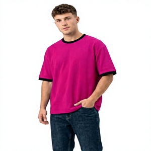 Summer sale High Quality Oversized Heavyweight Rib Neck Streetwear 230gsm Drop shoulder t shirt for men - Product Image 1