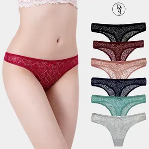 Women's Open Crotch Lace Panties Low Waist Perspective T-back with