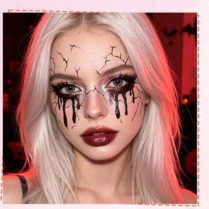 Autocollants pour les yeux de citrouille d'Halloween, autocollants pour eyeliner, autocollants de tatouage temporaire motif toile d'araignée, crâne, chauve-souris, autocollants de maquillage pour le visage et les yeux - Product Image 3